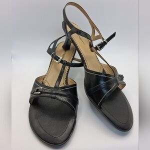 Hush Puppies Brazilian Leather Kitten Heel Slingback Sandals